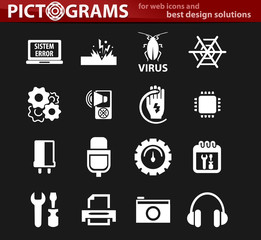 Electronics repair icons set