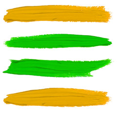 Set of VECTOR paint smears. Yellow and green colors.