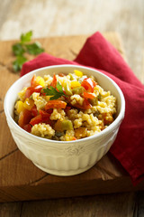 Couscous or mullet salad with vegetables