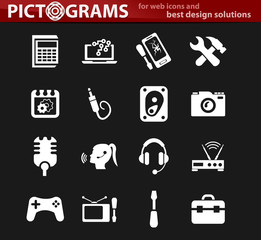 Electronics repair icons set