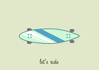 Fototapeta premium Blue hipster longboard