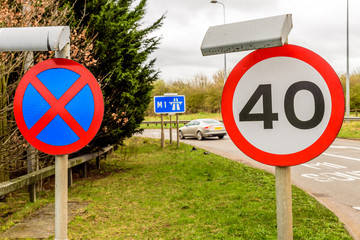Day view background of UK Motorway Road 40 Speed Limit