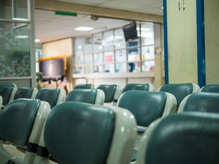 a row of chairs in the hospital