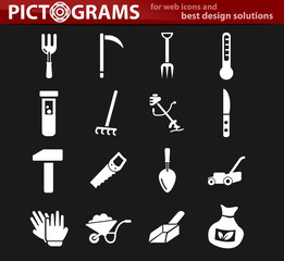garden tools icon set