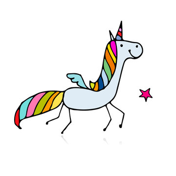 Magic unicorn, sketch for your design