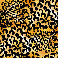 Materiał do szycia Seamless pattern animal design. Leopard background with watercolor effect. Textile print for bed linen, jacket, package design, fabric and fashion concepts.