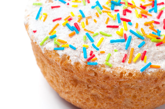 Cake Kulish close-up with colorful powder confectionery