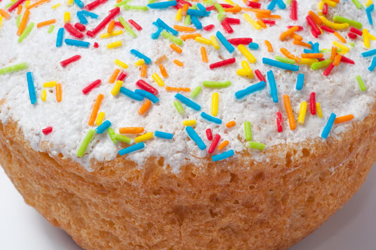 Cake Kulish close-up with colorful powder confectionery