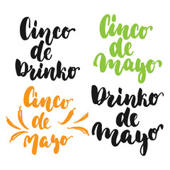 Cinco de Mayo mexican hand drawn lettering phrases set isolated on the white background. Fun brush ink inscription for photo overlays, greeting card or t-shirt print, poster design.