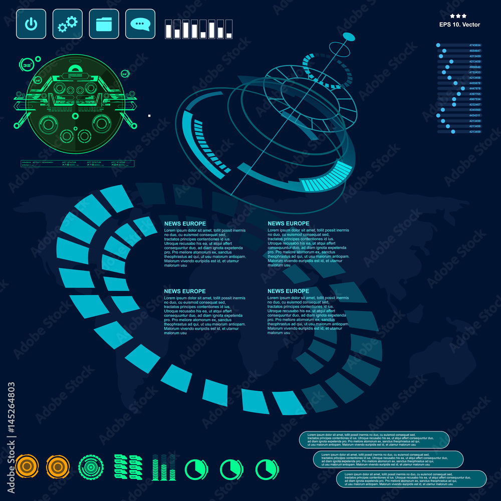 Poster background with futuristic user interface design concept with hud elements