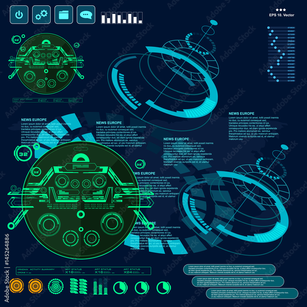 Poster background with futuristic user interface design concept with hud elements