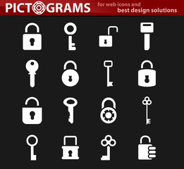 Lock and Key icons set