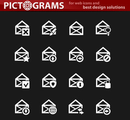 Mail and envelope icons set