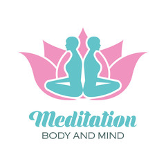 yoga body and mind meditation logo with text space for your slogan / tagline, vector illustration

