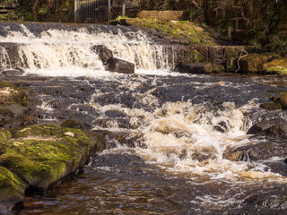 Waterfalls during sprintime  at Hardcastle Crags, Hebden Bridge, Yorkshire, UK