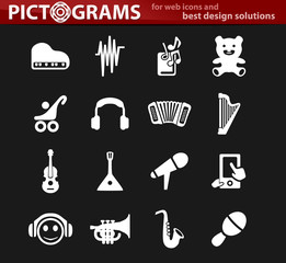 Childrens toys icons set