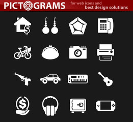 Pawnshop icons set