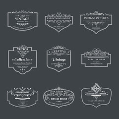 Frame classic template. Vintage contour blank frames and labels. Vintage elements design for cafe, restaurant, boutique, hotel, shop, jewelry. Vector retro elements