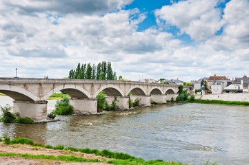 Fototapeta premium France, Amboise - Bridge through river Loire