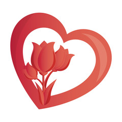 heart with roses love card isolated icon vector illustration design