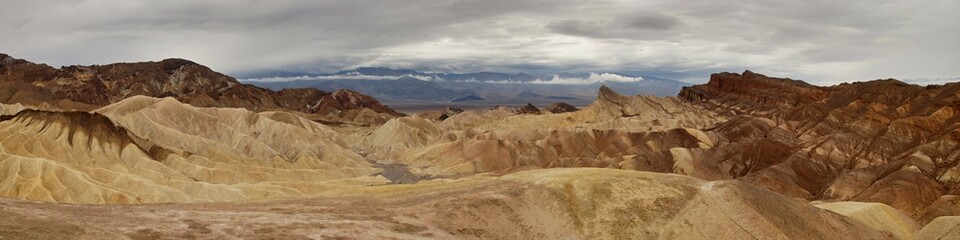 Panoramic view of Zabriskie Point in Death Valley, California, USA