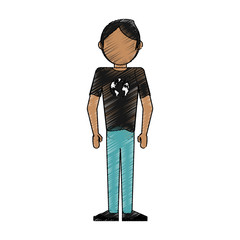 faceless olive skin man wearing black t shirt icon image vector illustration design 