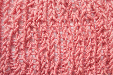 Knitting pink textured wool background
