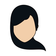 faceless woman with long black hair icon image vector illustration design 