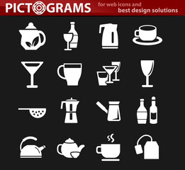 utensils for bavarages icon set