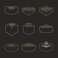 Frame classic template. Vintage contour blank frames and labels. Vintage elements design for cafe, restaurant, boutique, hotel, shop, jewelry. Vector retro elements