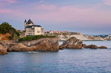 Elegant old house on the cliff in Biarritz, France