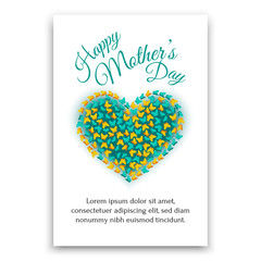 Happy Mothers Day postcard. Heart shaped design.