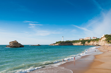 Beach in Biarritz, France - obrazy, fototapety, plakaty