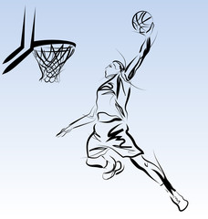 Vector line sketch of a basketball player