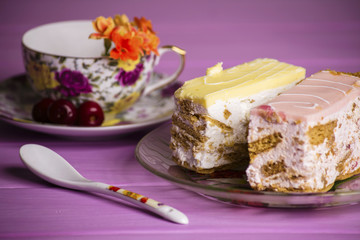 Cherry and lemon yoghurt cake