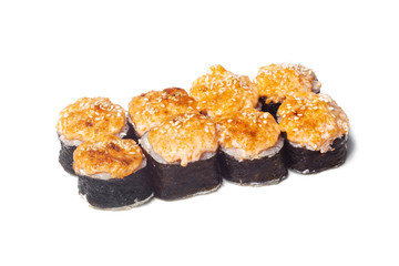 sushi on a white background