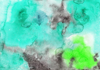 Obraz premium Abstract hand-made watercolor green, gray and mint texture. Background for design