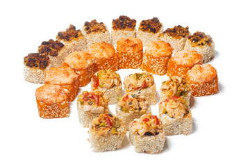 sushi on a white background