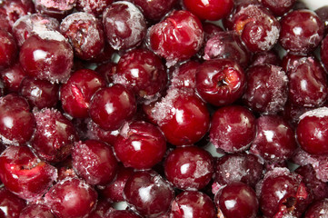 Frozen cherry fruit on a pile