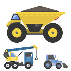 Construction delivery truck transportation vehicle mover road machine equipment vector.