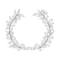 Obraz premium Floral frame Branch with leaves wreath decor Nature background