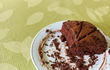 Homemade truffle-cranberry cake cut into pieces