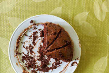 Homemade truffle-cranberry cake cut into pieces