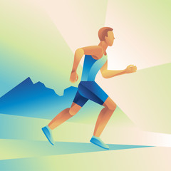 Fototapeta na wymiar Man running marathon concept - sport poster