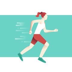 Fototapeta na wymiar Woman running marathon concept - sport poster