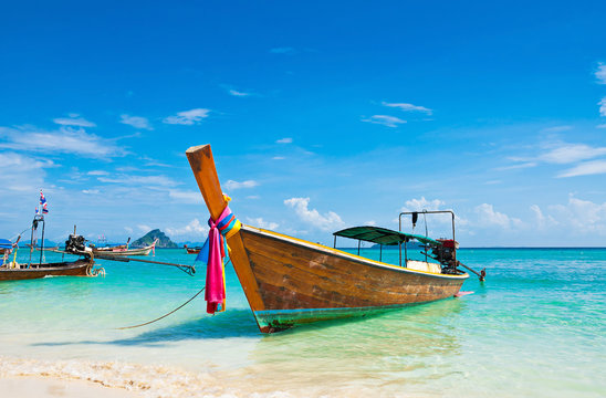 Long tailed boat at Phi-phi island in Thailand