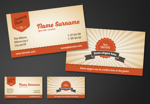 Retro Sunburst Business Card Layout