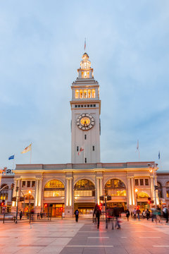 San Francisco Streets And Architecture Ferry And Market Building At Night