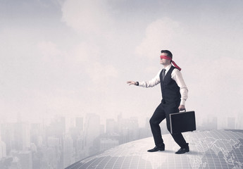 Blindfolded businessman