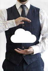 Hands protecting cloud
